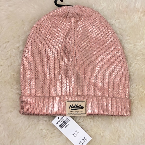 Hollister Rose Gold Metallic Beanie 